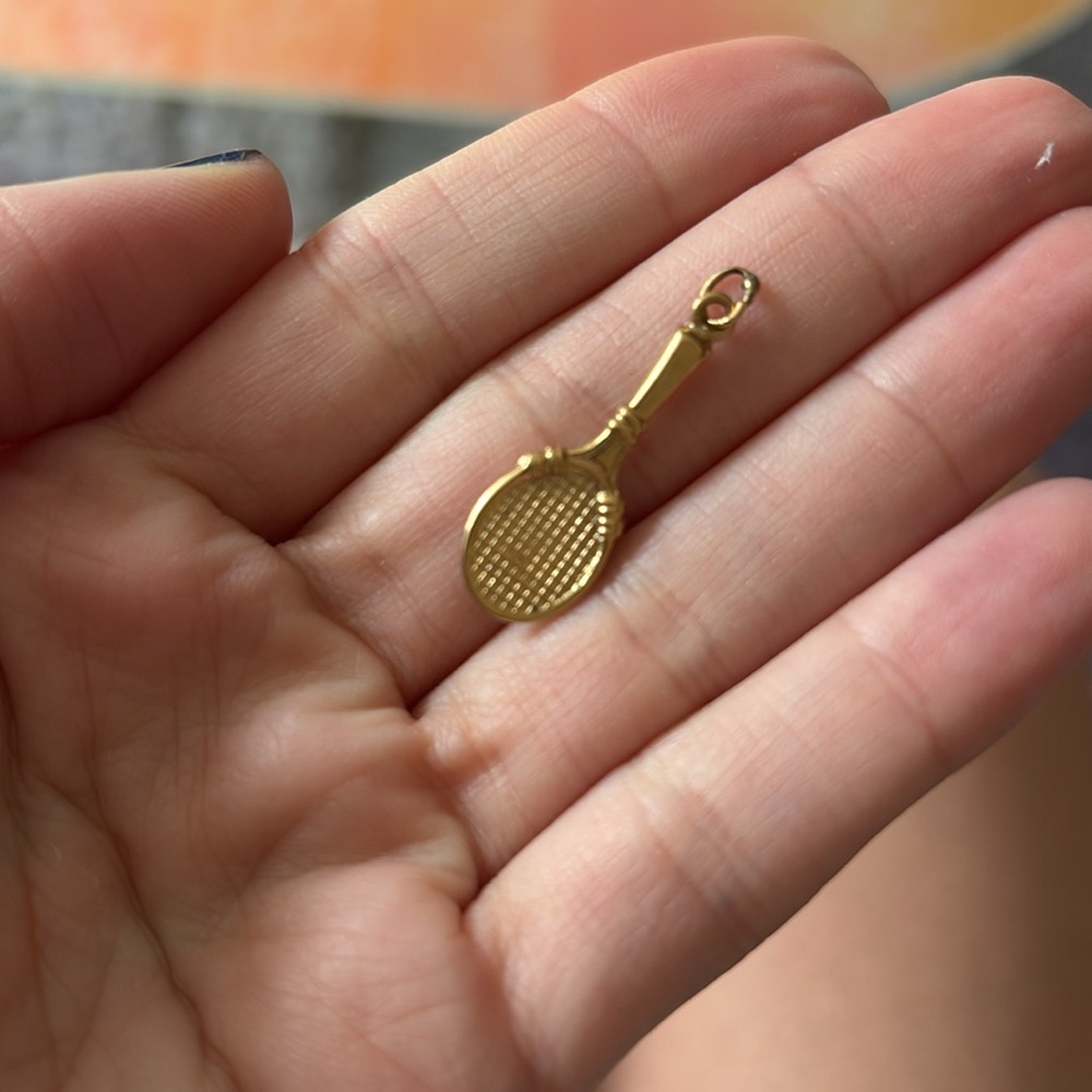 Gold Tennis Racket Charm